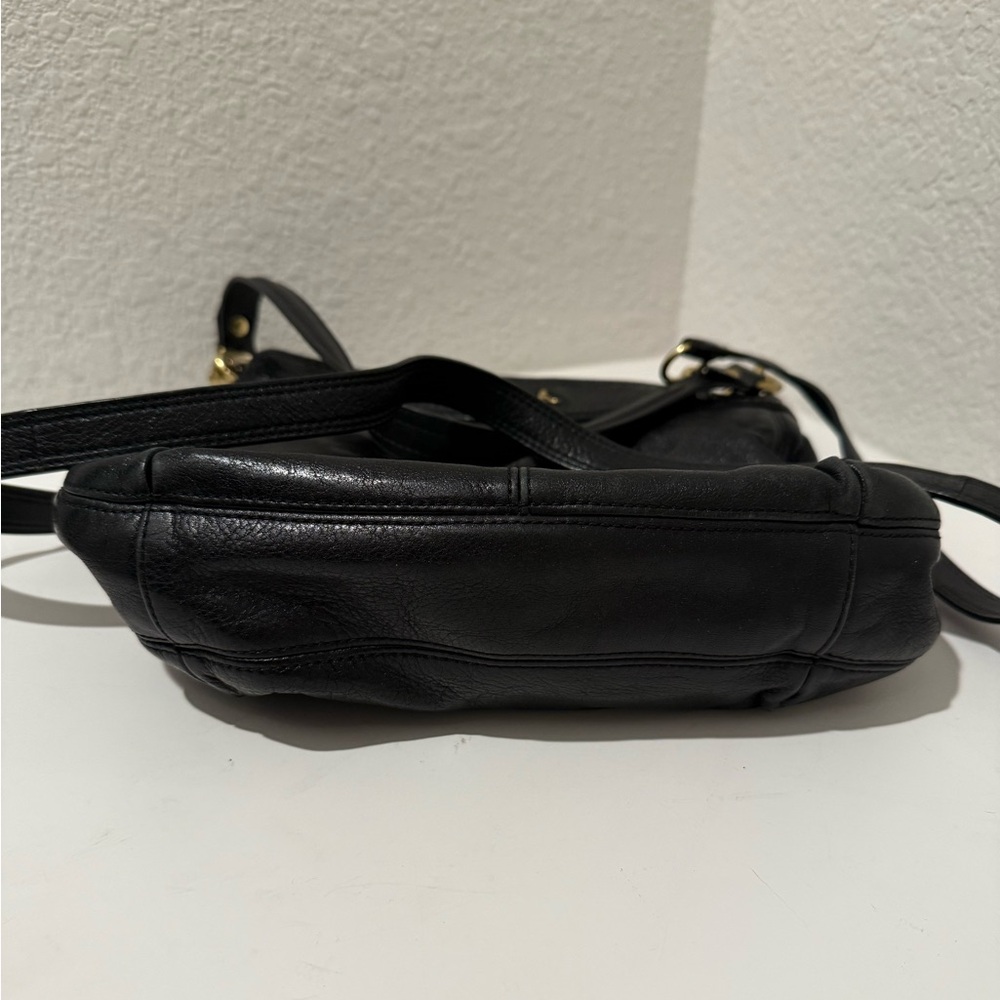 COACH Ashley Hippie Crossbody Satchel Black Leather and Snake Print Trim - Picture 7 of 11